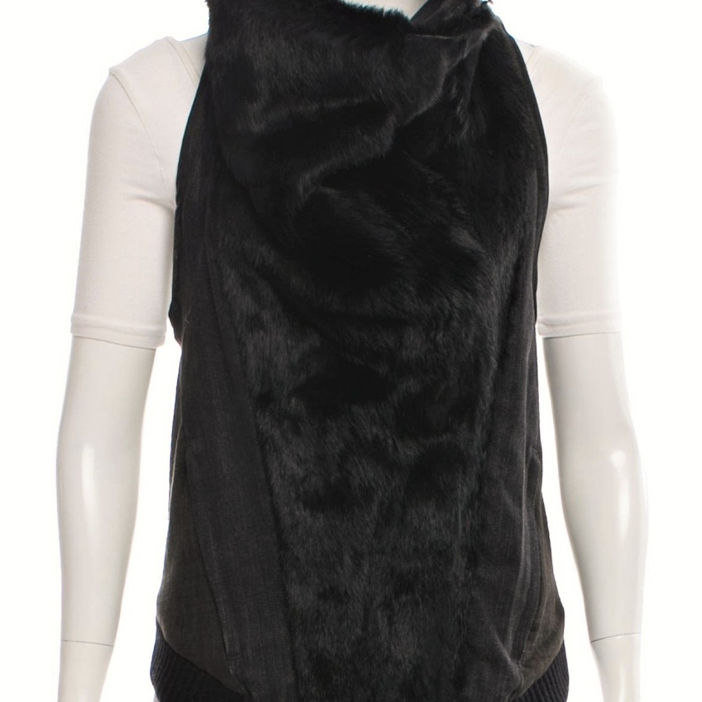 Helmut Lang Black Faux Fur Front Vest